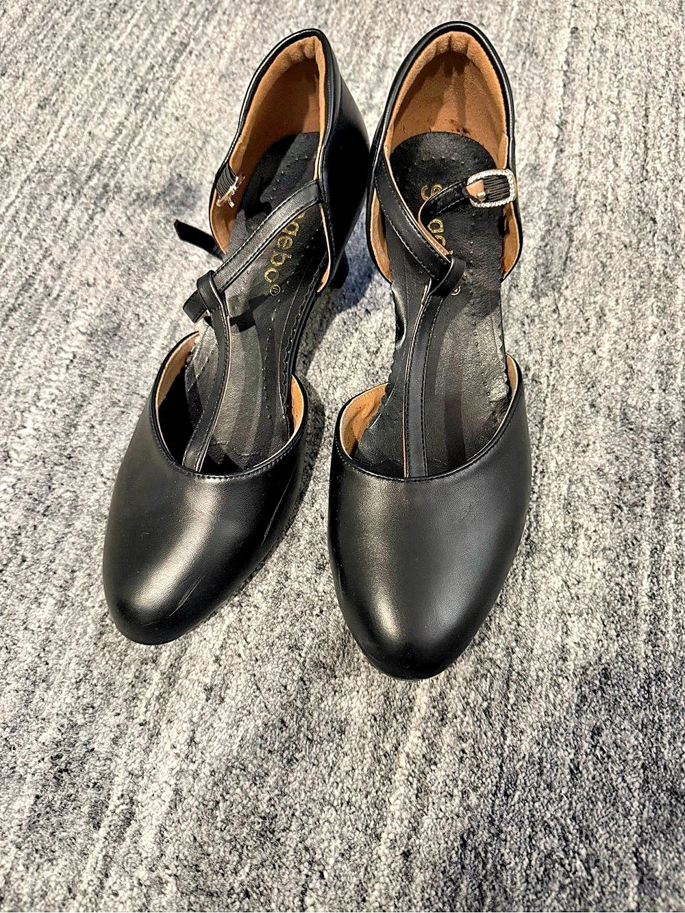 SogeBoe Women's Black Mary Jane Heels